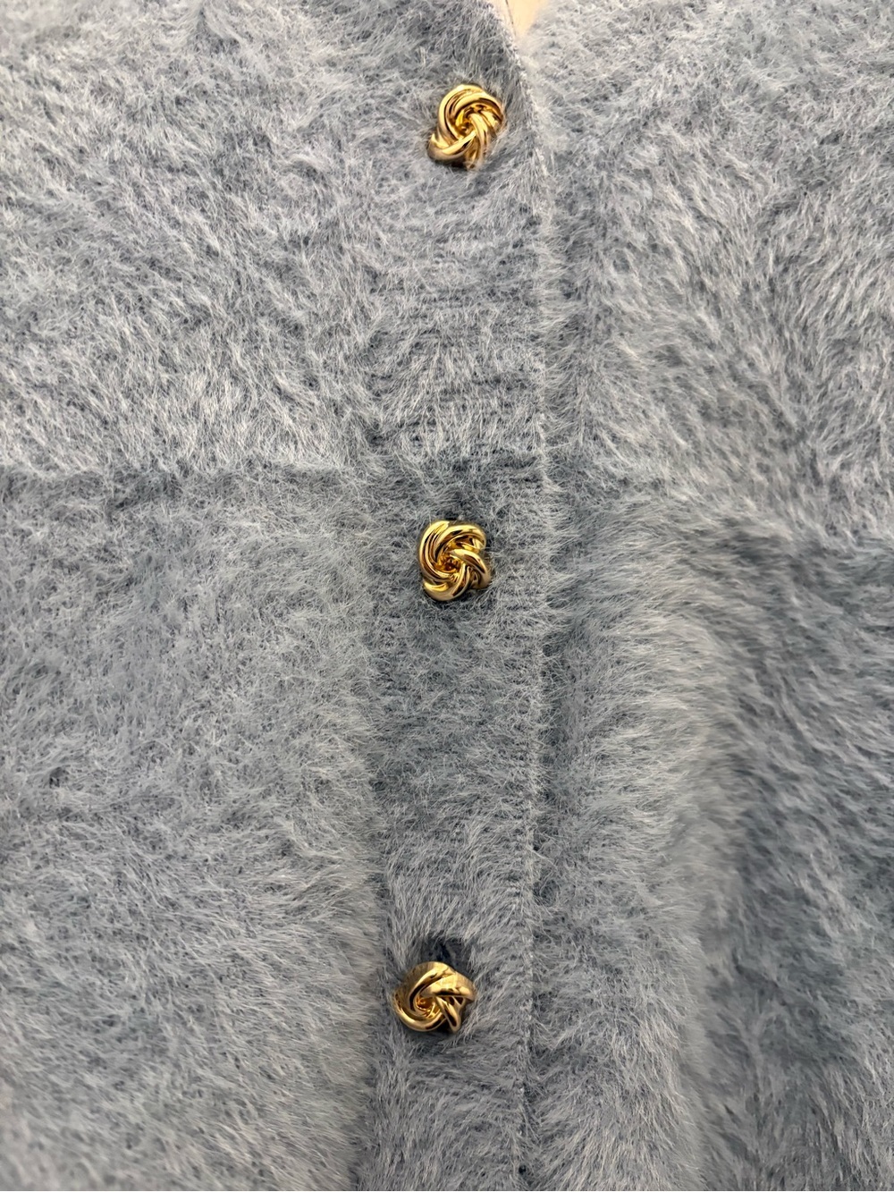 NWT Joie Fuzzy V-Neck Cardigan Sweater Blue Gold Buttons Women’s Size XL - Picture 5 of 10